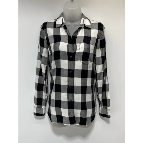 Madewell Tops - Madewell Women's Button Down Plaid Shirt Size XS Black /White Slim Fit